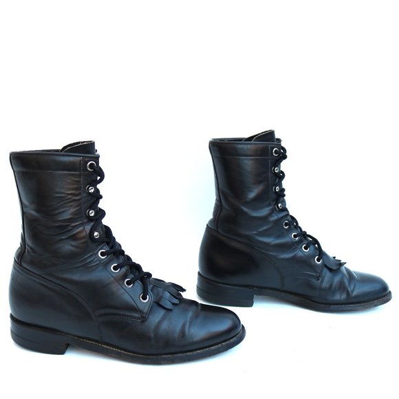 Justin Boots Shoes - Justin women  black roper boots size 7.5